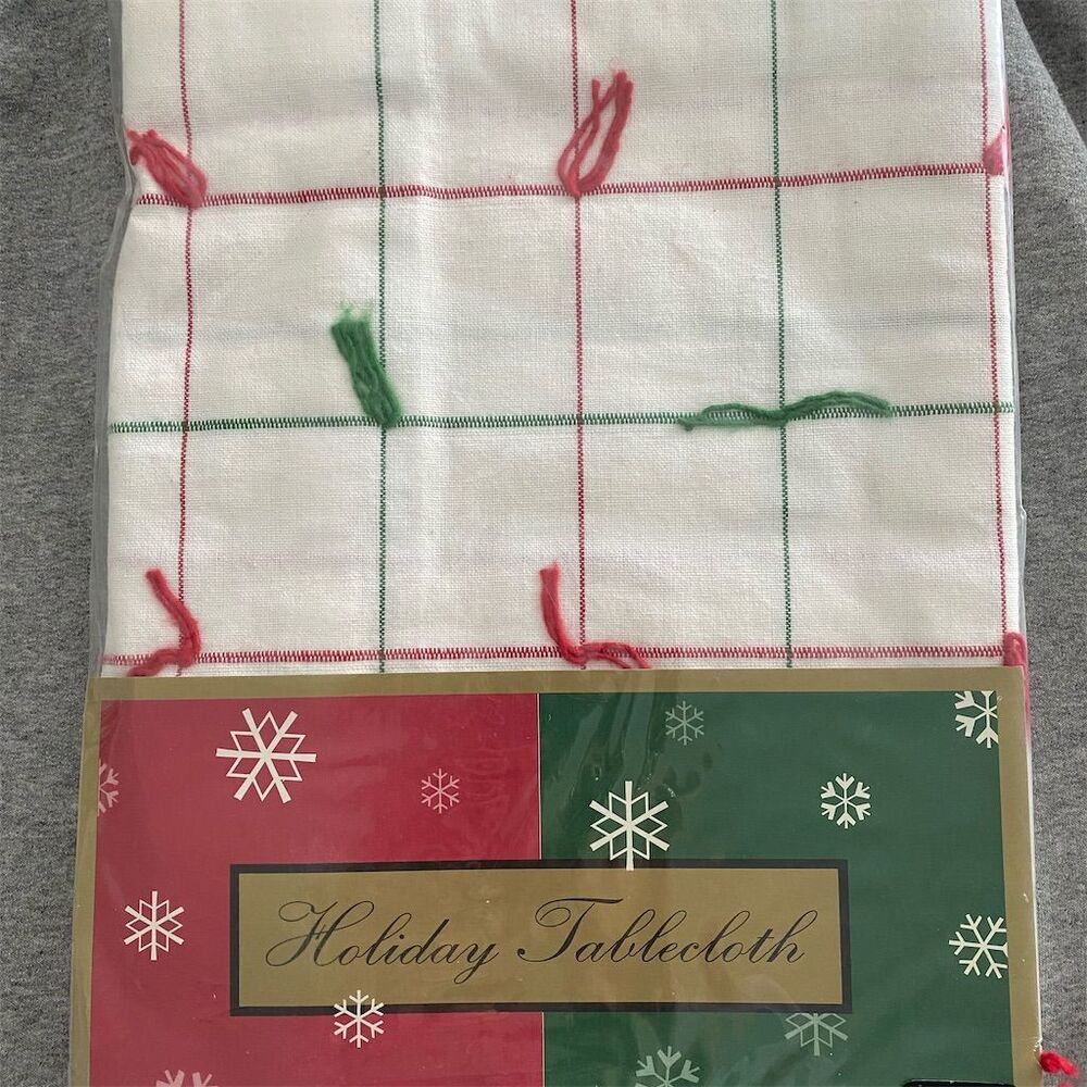 Natco Home Christmas Tablecloth Multicolor Plaid Vintage Holiday Decor 52 x52 in